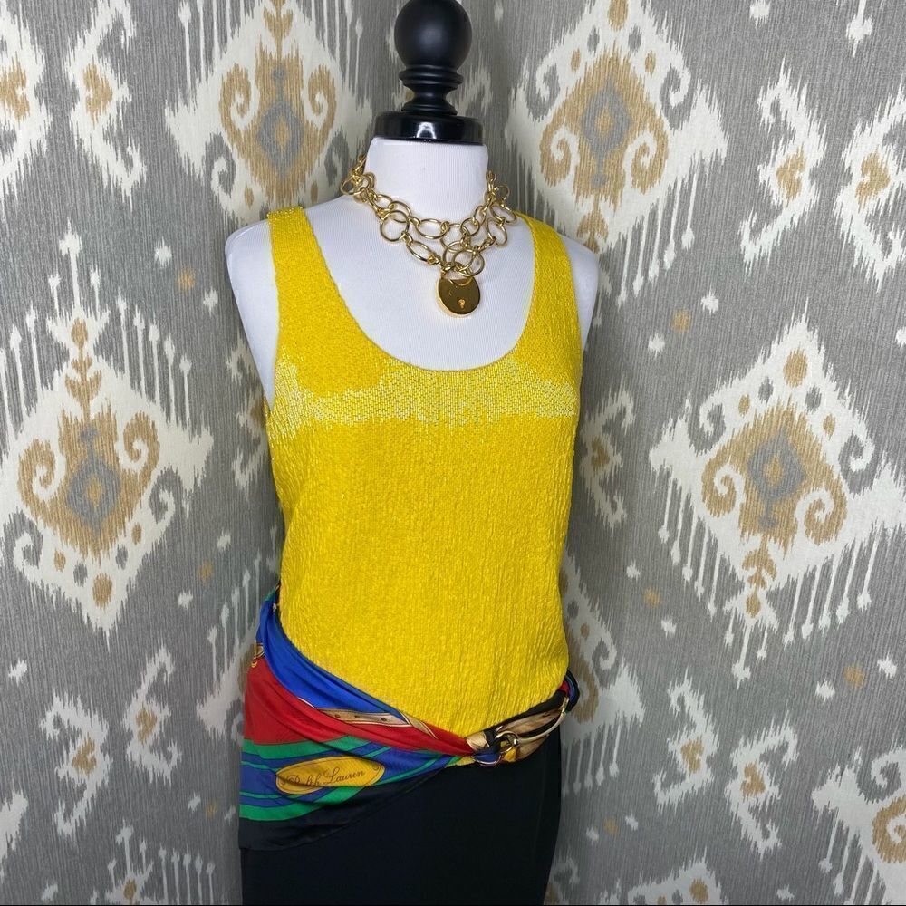 Ralph Lauren Citrus Yellow Bead Embellished Silk Georgette Tank Top - Picture 7 of 16
